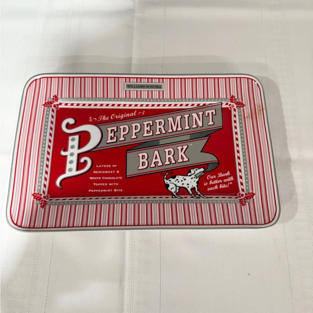 Williams Sonoma Exclusive White and Red Peppermint Bark Vintage Ceramic Tray.